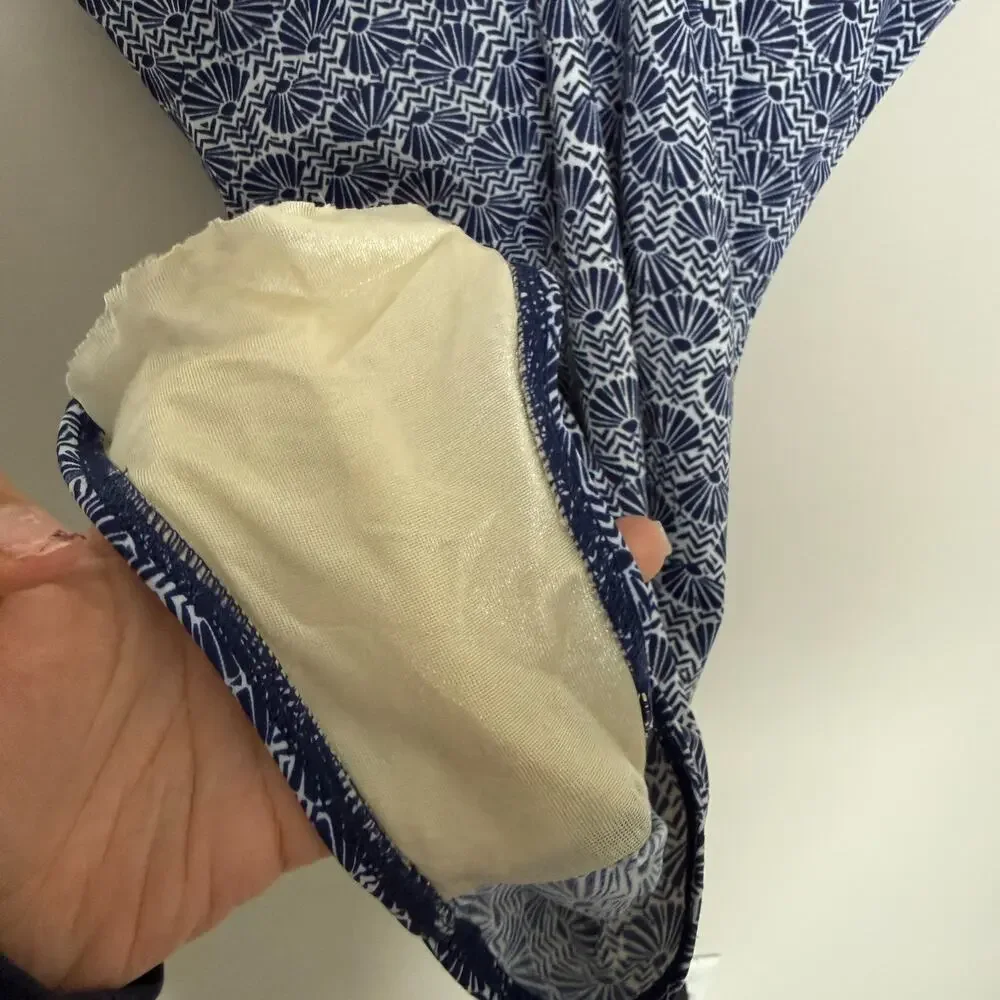 Miraclesuit Womens Sanibel One Piece Swimsuit Size 8 Blue Seashell Ruched Curvy